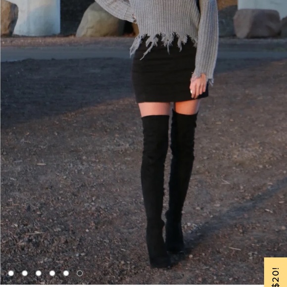 Lulus So Much Yes Black Suede Over the Knee Boots - Picture 9 of 13